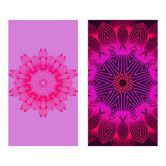 Flyer Pages Ornament Illustration Concept With Mandala. Vintage Art Indian, Magazine. Vector Decorative Layout Design. Purple color