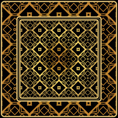 Background, Geometric Pattern With Ornate Lace Frame. Illustration. For Scarf Print, Fabric, Covers, Scrapbooking, Bandana, Pareo, Shawl.