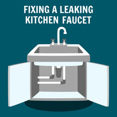 Fixing Leaking Kitchen Faucet Vector Banner