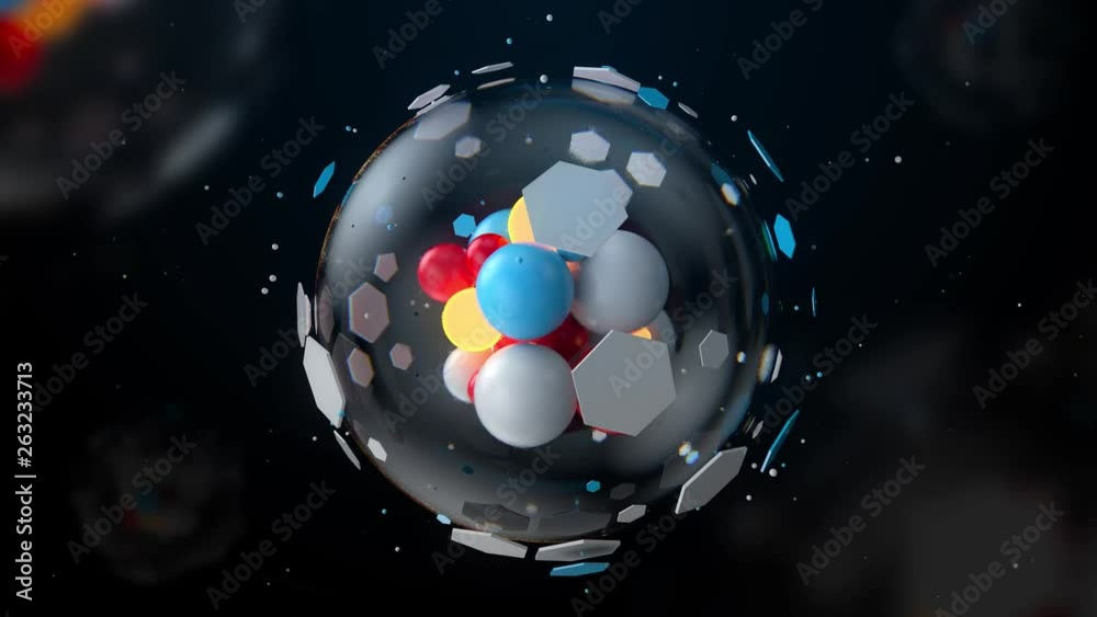 Poster 3d render abstract background with complex structured element in the center. technology or science c