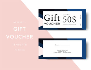 Abstract gift voucher card template. Modern discount coupon for shopping with abstract pattern. Modern fashion background design with information sample text. Coupon template for gift and shopping