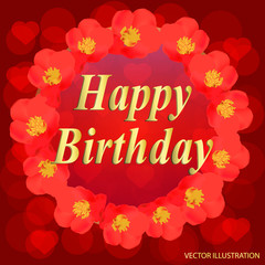 Obraz premium Happy birthday greeting card. Happy Birthday typography design for greeting cards and poster with flowers. Design template for birthday.