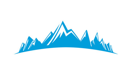 blue mountain range on white background