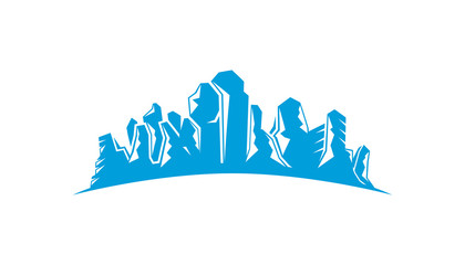 blue mountain range on white background