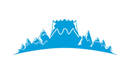 blue mountain range on white background