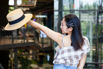 portrait of young woman in the city