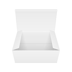 Vector realistic image (mock-up, layout) of blank open rectangular paper box.  The image was created using gradient mesh. Vector EPS 10.