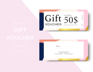 Abstract gift voucher card template. Modern discount coupon for shopping with abstract pattern. Modern fashion background design with information sample text. Coupon template for gift and shopping