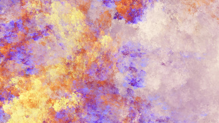 Abstract fantastic blue and yellow clouds. Colorful fractal background. Digital art. 3d rendering.