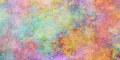 Abstract fantastic green and orange clouds. Colorful fractal background. Digital art. 3d rendering.