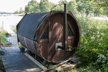 Nordic sauna at a lake in Sweden