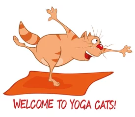 Fotobehang Essential Yoga Poses for Cats. Vector Illustration of a Cute Cat. Cartoon Character  © liusa