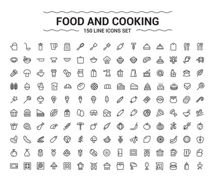 Food and Cooking minimalism icon set