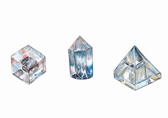 Three natural crystals.