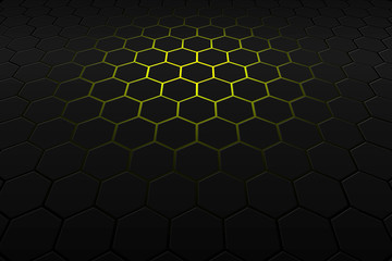 black hexagon background and texture.