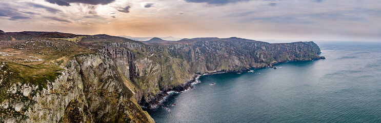 Aerial view of the cliffs of horn head at the wild atlantic way in Donegal - Ireland