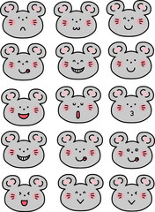 ねずみ表情セット　顔のみ