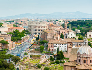 Fototapeta na wymiar Colosseum, aerial view. Spring day. Rome. Italy