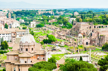 Fototapeta na wymiar Aerial view. Roman Forum. Rome. Italy