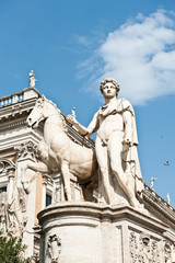 One of the statues of the Dioscuri. The Capitoline Hill. Rome. Italy