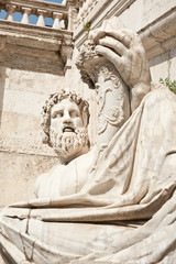 Statue of the Tiber River God, close-up. The Capitoline Hill (Campidoglio). Rome. Italy