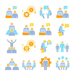 business management, meeting, conference, organization and office icons set