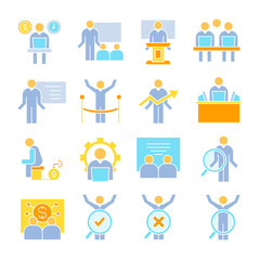 business management, meeting, conference, organization and office icons set