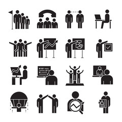 business management, meeting, conference, organization and office icons set