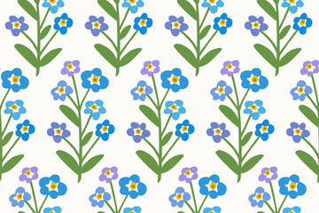Forget Me Not Flower Pattern. Endless Background. Seamless
