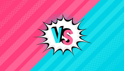 Obraz premium Concept VS. Versus. Men vs women. Retro background comics style design with halftone. Modern flat style vector illustration