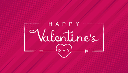 Greeting Card Happy Valentine's Day isolated on retro vintage background. Vector illustration