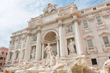 Fototapeta na wymiar The Trevi Fountain in sunny spring day. Rome. Italy