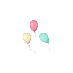 group of colorful balloons in cartoon flat style isolated on white background.