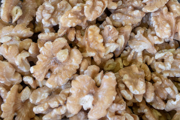 opened walnuts closeup
