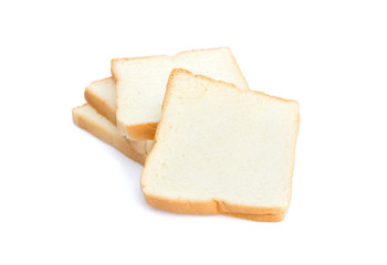 sliced soft and sticky delicious white bread for breakfast on white isolated background