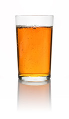 A glass with iced tea on a white background