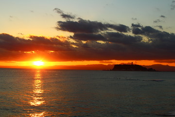 湘南の海の夕日