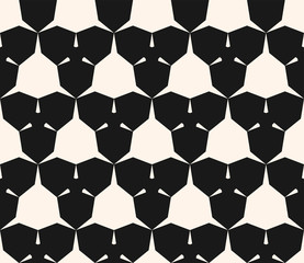 Monochrome geometric seamless pattern with edgy shapes, triangles, hexagons
