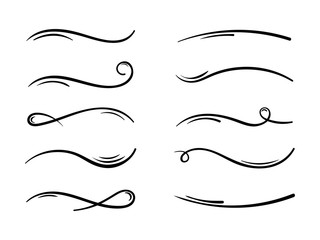Fototapeta Hand drawn collection of curly swishes, swashes, swoops. Calligraphy swirl. Highlight text elements obraz