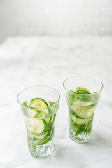 Detox infused water with cucumber and basil