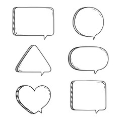 Super set hand drawn Speech Bubble. Space for quote and text. Vector illustration