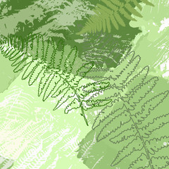 Vector fern leaves abstract pattern.Tropical foliage background.
