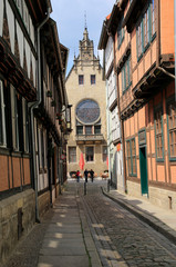 Fototapeta na wymiar South side of the Town Hall of Quedlinburg