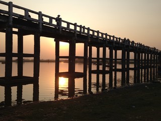 U Bein Bridge near Amarapura, Myanmar at Sunset