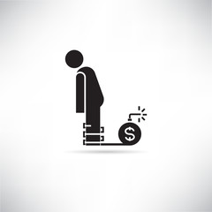 people and money shackle for debt concept icon