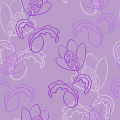 Seamless vector multiple pattern. Fantasy, fabulous flower with curls. Often repeated in one direction.