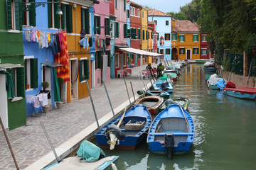 Street view of Burano Island , Venice, Italy