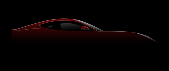 Red Sport Car Logo Abstract Lines on Black Background. Vector illustration