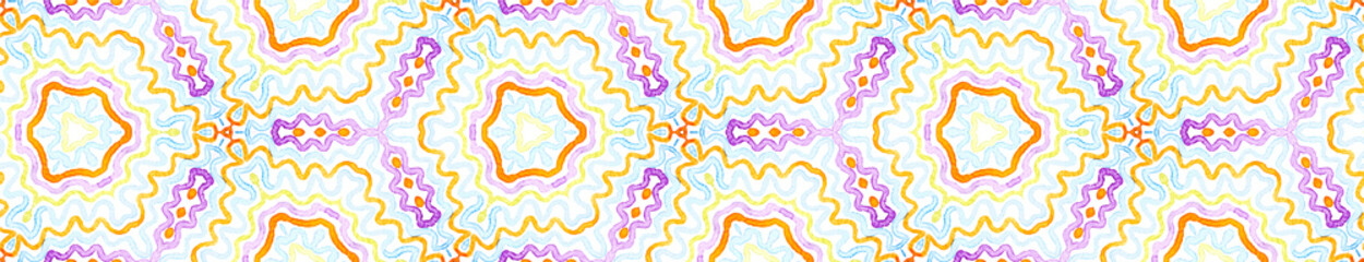 Colorful Seamless Border Scroll. Geometric Waterco