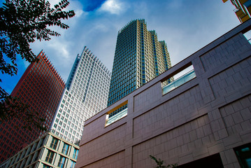  Perspective view of sky scrapers in The Hague, Netherlands